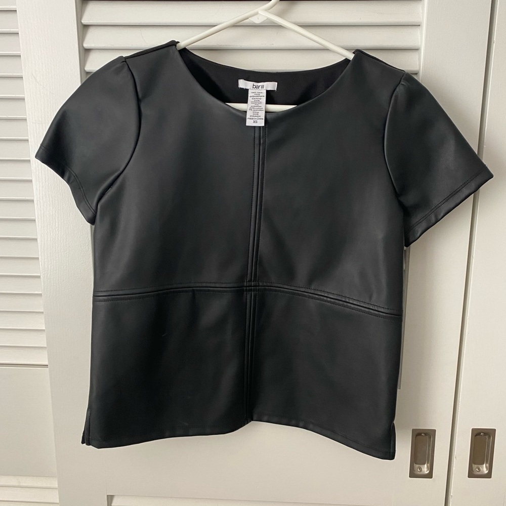 Bar III Faux Leather Top